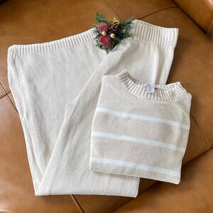 Airport outfit!! Cream Knit Sweater and Pants Set